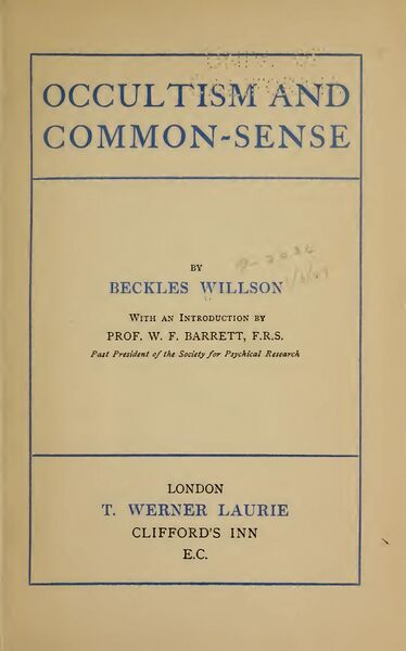 Occultism and Common-Sense