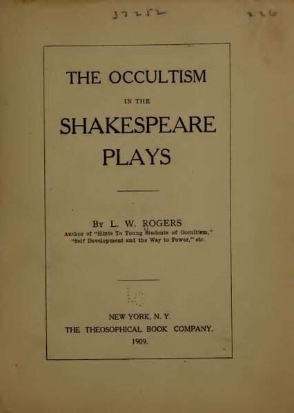 The Occultism in the Shakespeare Plays
