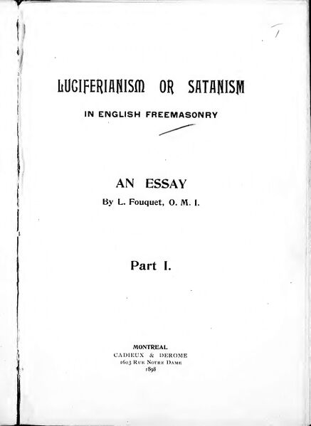 Luciferianism or Satanism in English Freemasonry