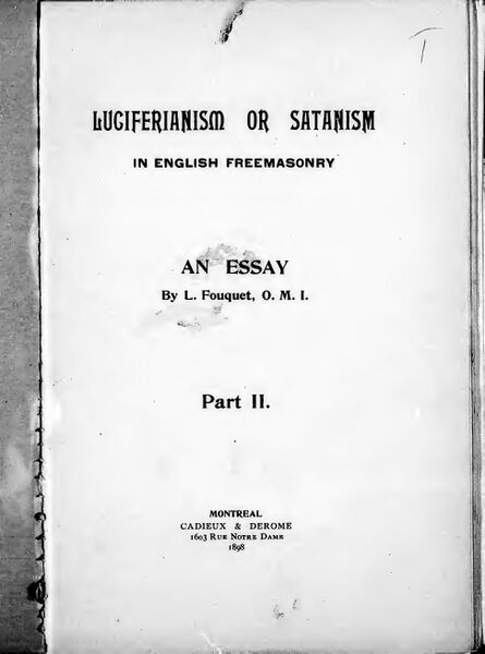 Luciferianism or Satanism in English Freemasonry