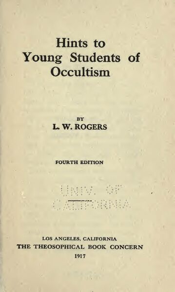 Hints to Young Students of Occultism